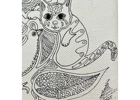 猫と鳥　A cat and a bird