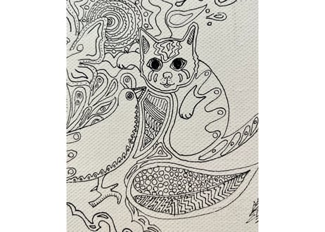 猫と鳥　A cat and a bird