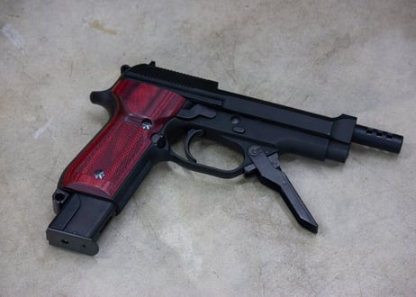 ウッドグリップ｜KSC製｜M93RⅡシリーズ（ガスブロ）｜チェッカー/レッド　[AWG-1432]