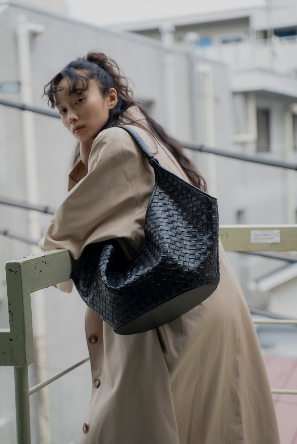 LEATHER MESH TOTE BAG | JISTORY