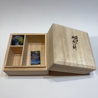 宝石箱型お裁縫箱　青系(もみじ）