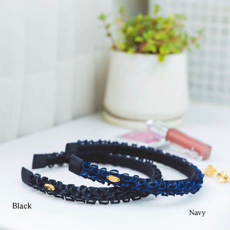 Elegant satin head band -Narrow- SS