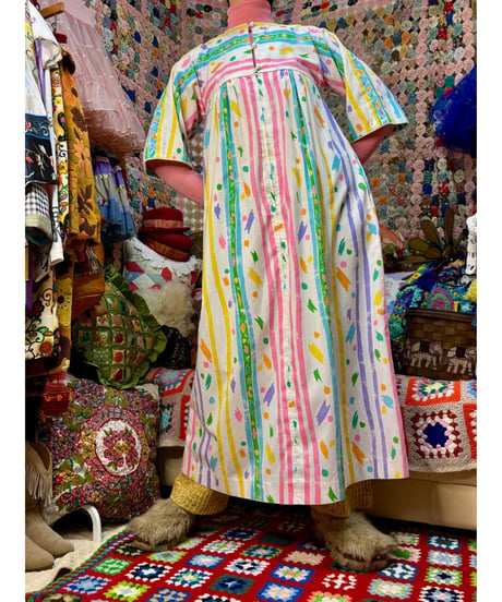 80s colorful paint print dress