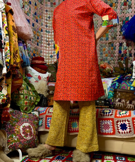 70s patchwork patch mini dress