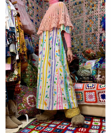 80s colorful paint print dress