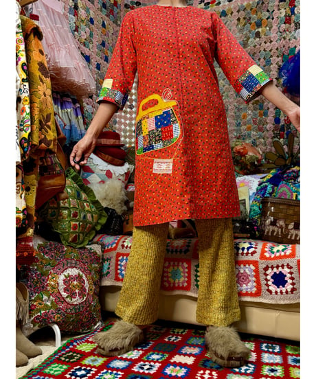70s patchwork patch mini dress