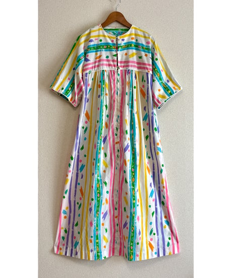80s colorful paint print dress