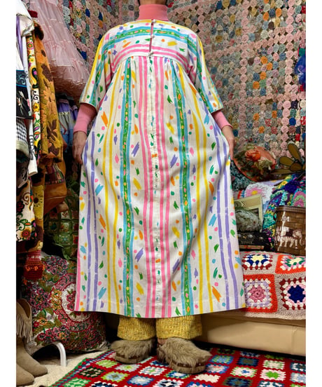 80s colorful paint print dress