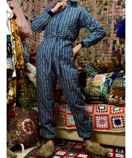 flower quilting jump suit