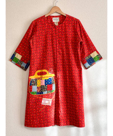 70s patchwork patch mini dress