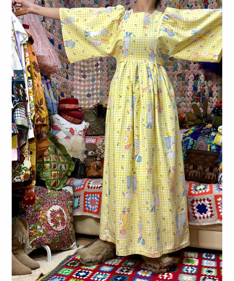 70s holly hobbie gingham dress