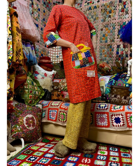 70s patchwork patch mini dress