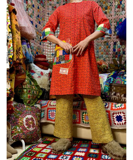 70s patchwork patch mini dress