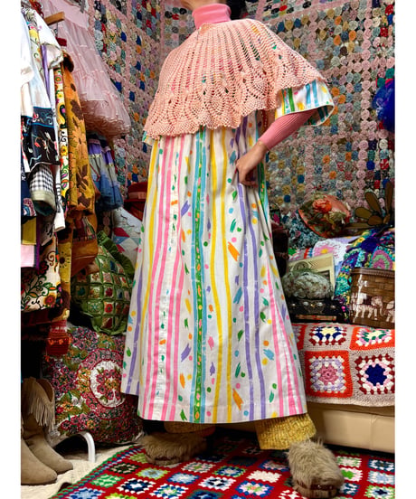 80s colorful paint print dress