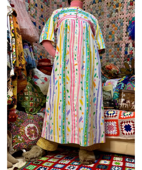 80s colorful paint print dress