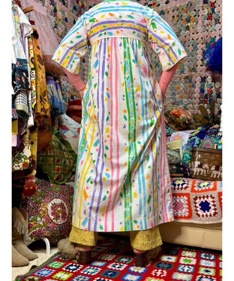 80s colorful paint print dress