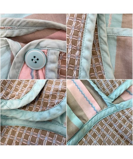 80s pastel stripe Jeanne marc cotton dress