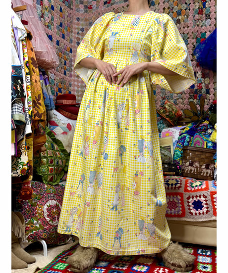 70s holly hobbie gingham dress