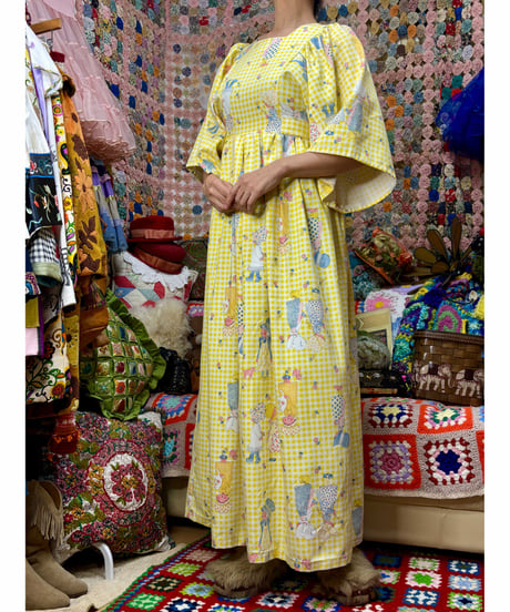 70s holly hobbie gingham dress