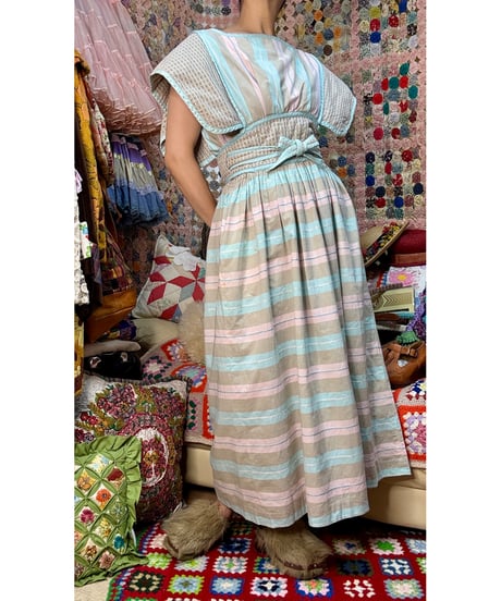 80s pastel stripe Jeanne marc cotton dress