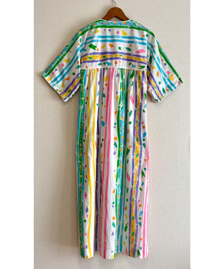 80s colorful paint print dress
