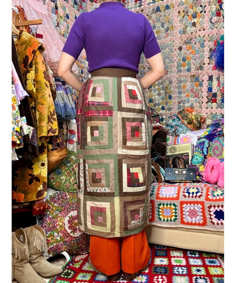 80-90s eddie bauer patchwork skirt