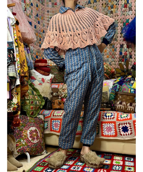 flower quilting jump suit