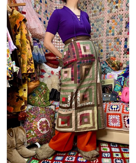 80-90s eddie bauer patchwork skirt