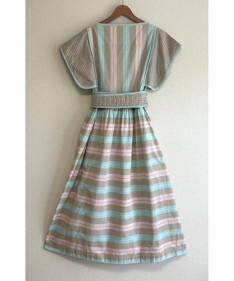 80s pastel stripe Jeanne marc cotton dress