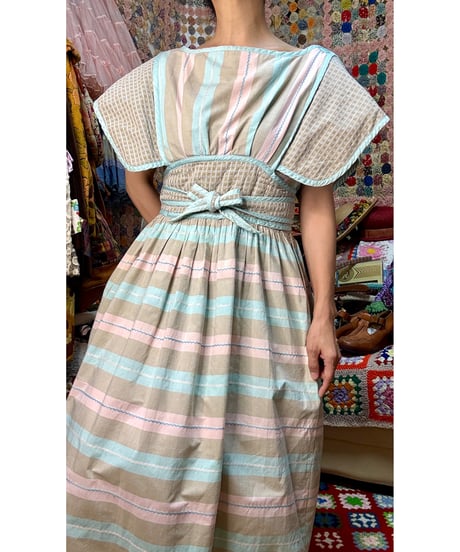 80s pastel stripe Jeanne marc cotton dress