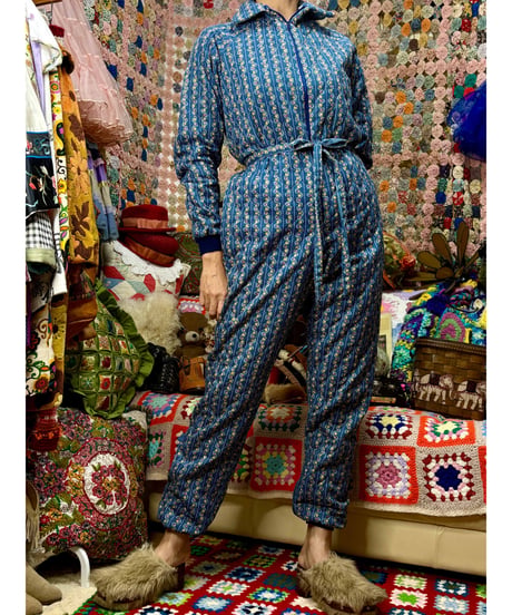 flower quilting jump suit
