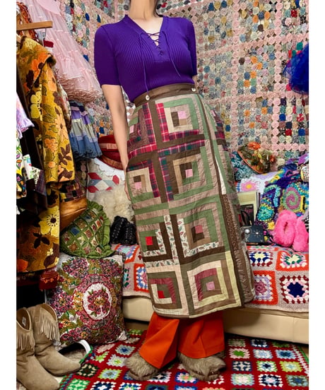 80-90s eddie bauer patchwork skirt