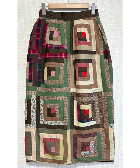 80-90s eddie bauer patchwork skirt