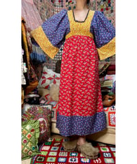 70s young innocent flower cotton dress