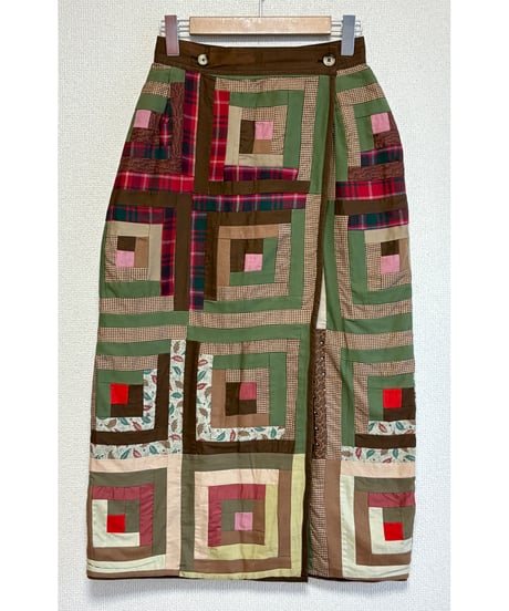 80-90s eddie bauer patchwork skirt