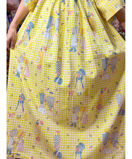 70s holly hobbie gingham dress