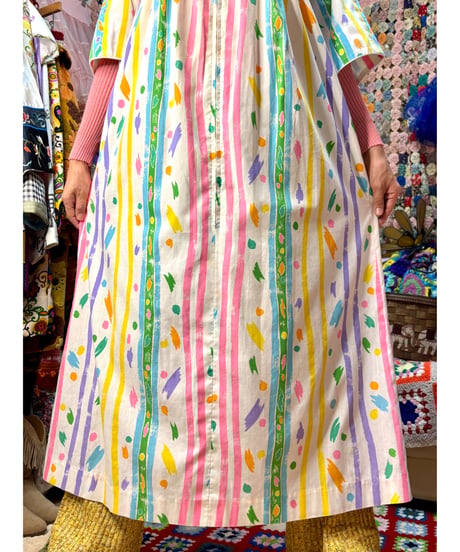 80s colorful paint print dress