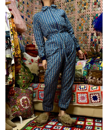 flower quilting jump suit