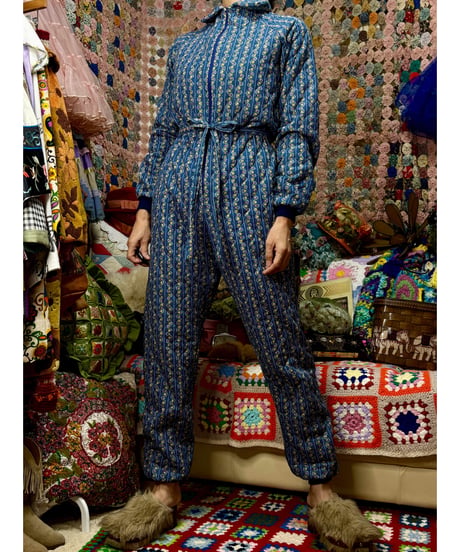 flower quilting jump suit