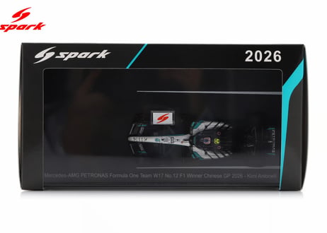 Spark 1/43 (S9381) Mercedes-AMG W17 #12 Winner Chinese GP '26 Kimi Antonelli Big base & pit board