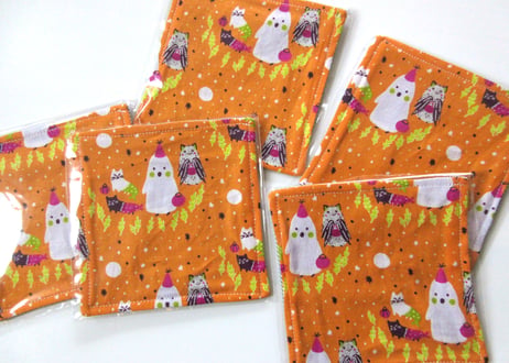ハロウィンネコのコースター 2枚セット＊不思議ねこたち