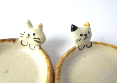 近藤佳寿子 豆豆皿 ねこ①②