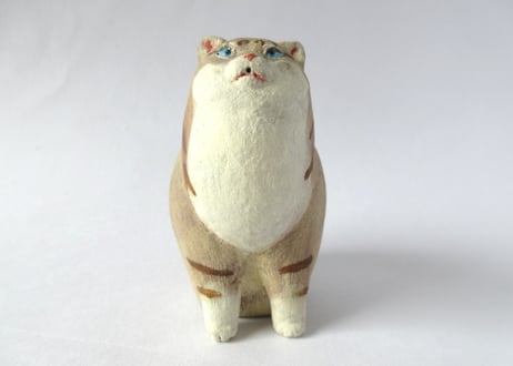 イキモノ雑貨 豆福堂 猫の置物3 トラ猫