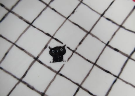 みなかわねこ　ねこの丸絵皿 小さな黒猫