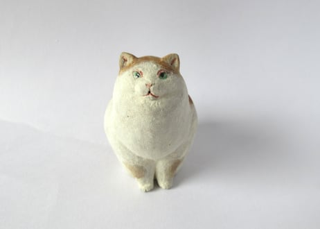 イキモノ雑貨 豆福堂 猫の置物12 茶白猫