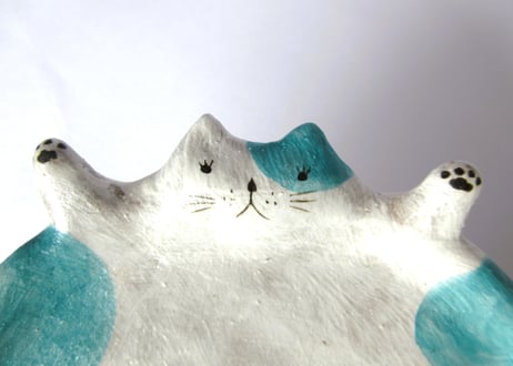 水玉工房　ねこのひらき大＊ブルー