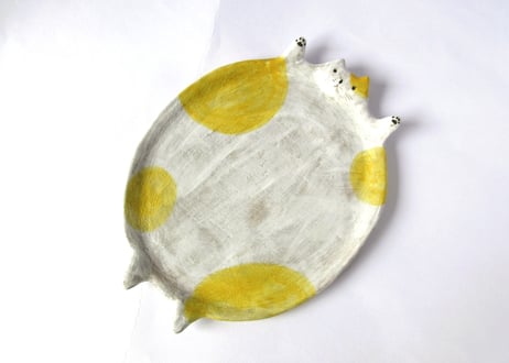 水玉工房　ねこのひらき大＊イエロー