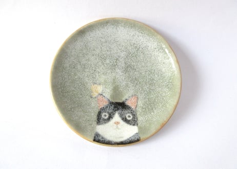 ひのもと工作室 大野和世ねこの小皿 ハチワレ２
