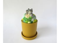 あたり工房　木彫り猫の小物入れ大 ＊サバトラ猫