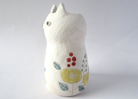 Ki:Ki工房 山下マキコ　ねこの花器 イエロー